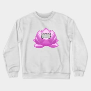 Cat Resting Inside Lotus Flower Crewneck Sweatshirt